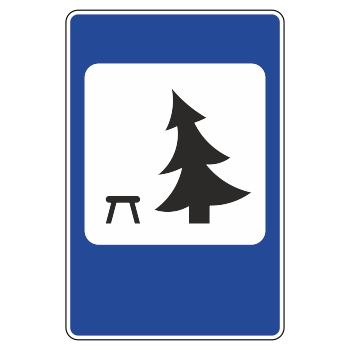 Дорожный знак 7.11 «Место отдыха» (металл 0,8 мм, II типоразмер: 1050х700 мм, С/О пленка: тип Б высокоинтенсивная)